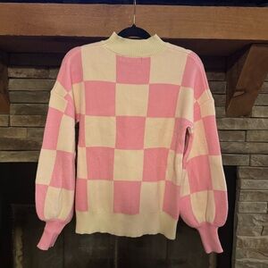 Pink and white checkered Zesica sweater